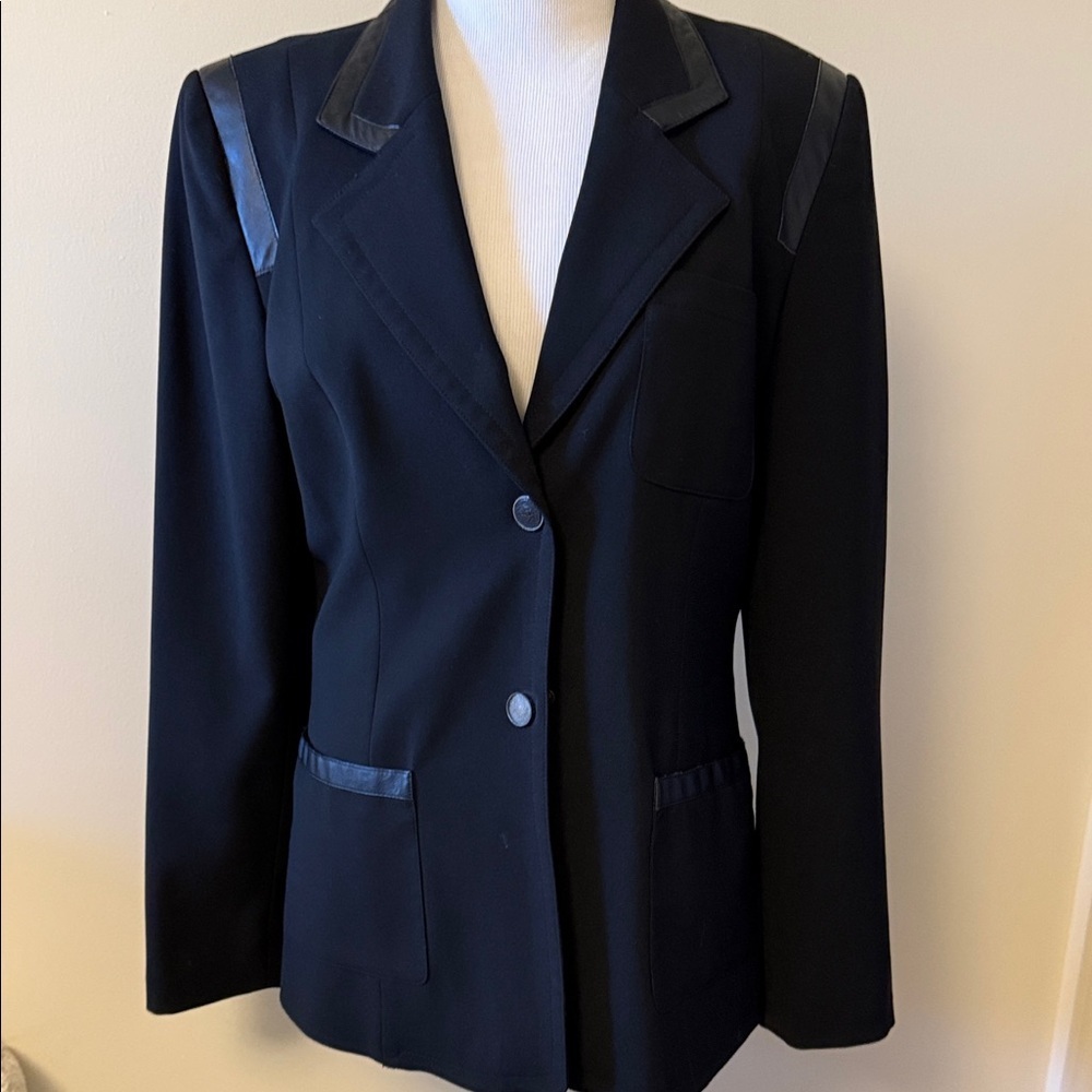 Absolu Paris Black Leather Trim Blazer France Taille 2